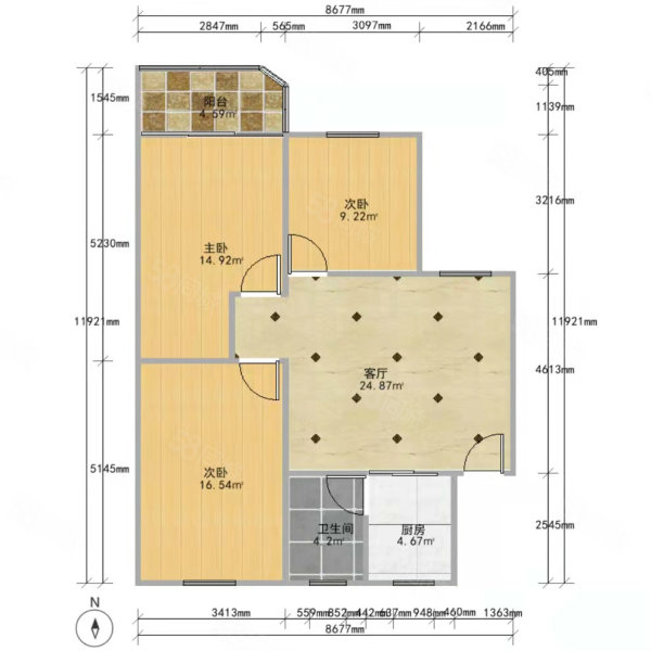 穗茵园3室1厅1卫79㎡南北350万