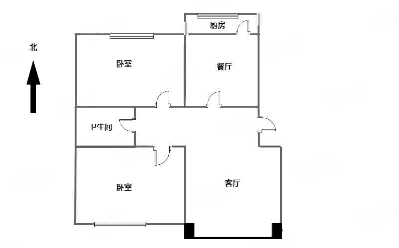 庆平里2室1厅1卫89.99㎡南北133万