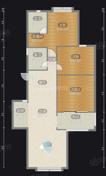 观府壹号二组团3室2厅2卫134.21㎡南北120万