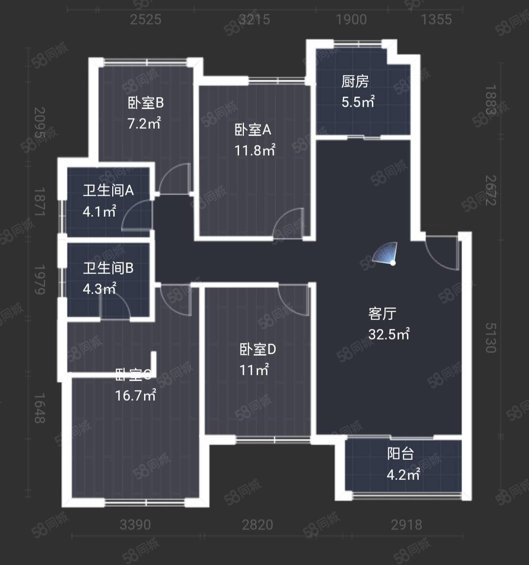 蓝光天悦城4室2厅2卫118.68㎡南北248万