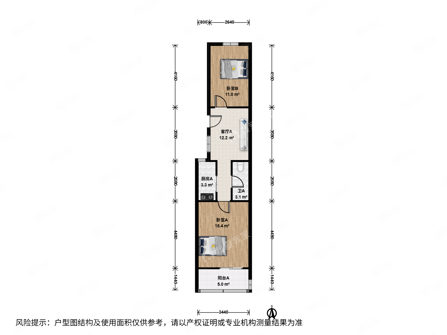 金溝河路12號(hào)院2室1廳1衛(wèi)71.1㎡南北350萬