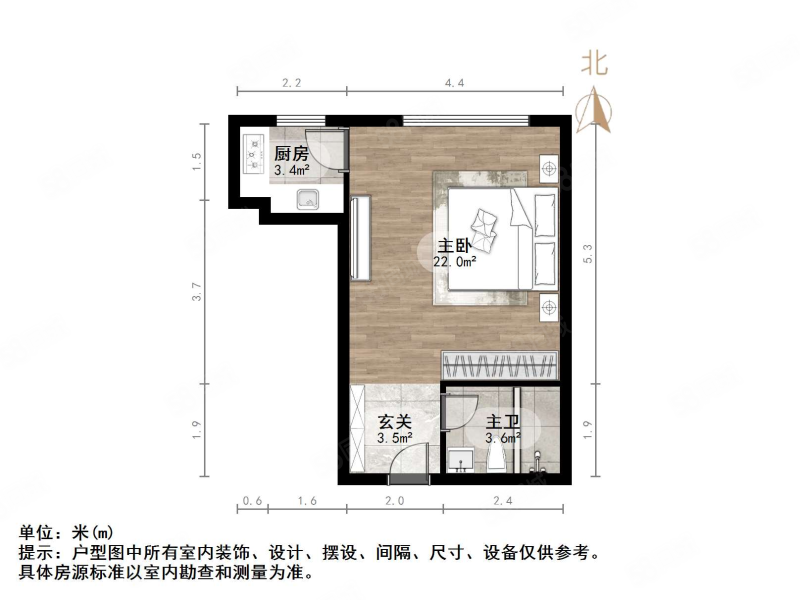 三箭如意苑1室1厅1卫45.27㎡北78万