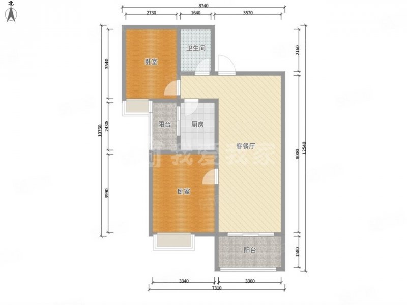 昌盛双喜城2室2厅1卫103㎡南148万