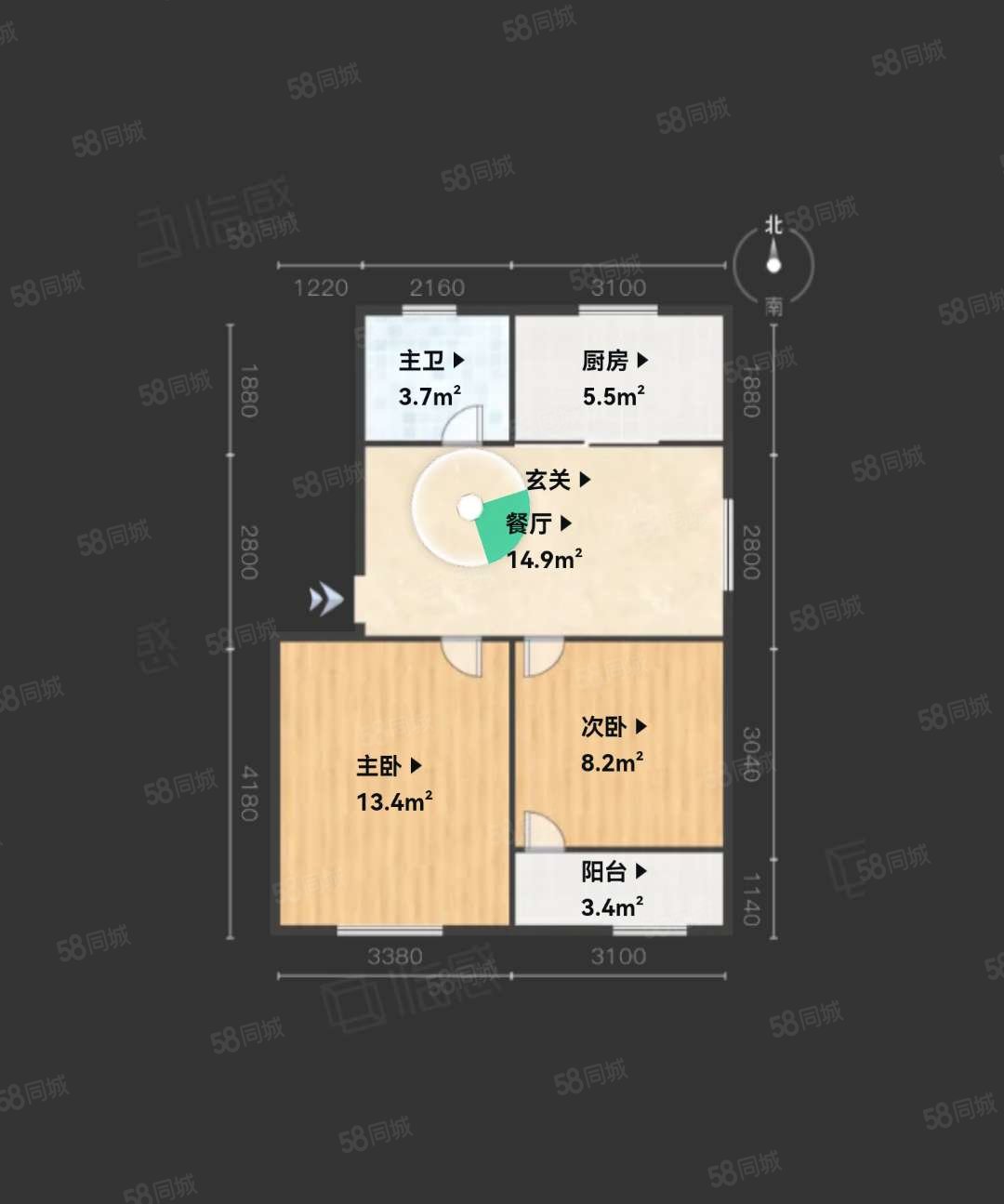 紫薇新村(东区)2室1厅1卫56.79㎡南190万