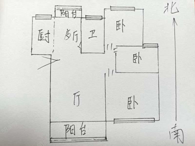 新华绿洲3室2厅1卫116㎡南北185万