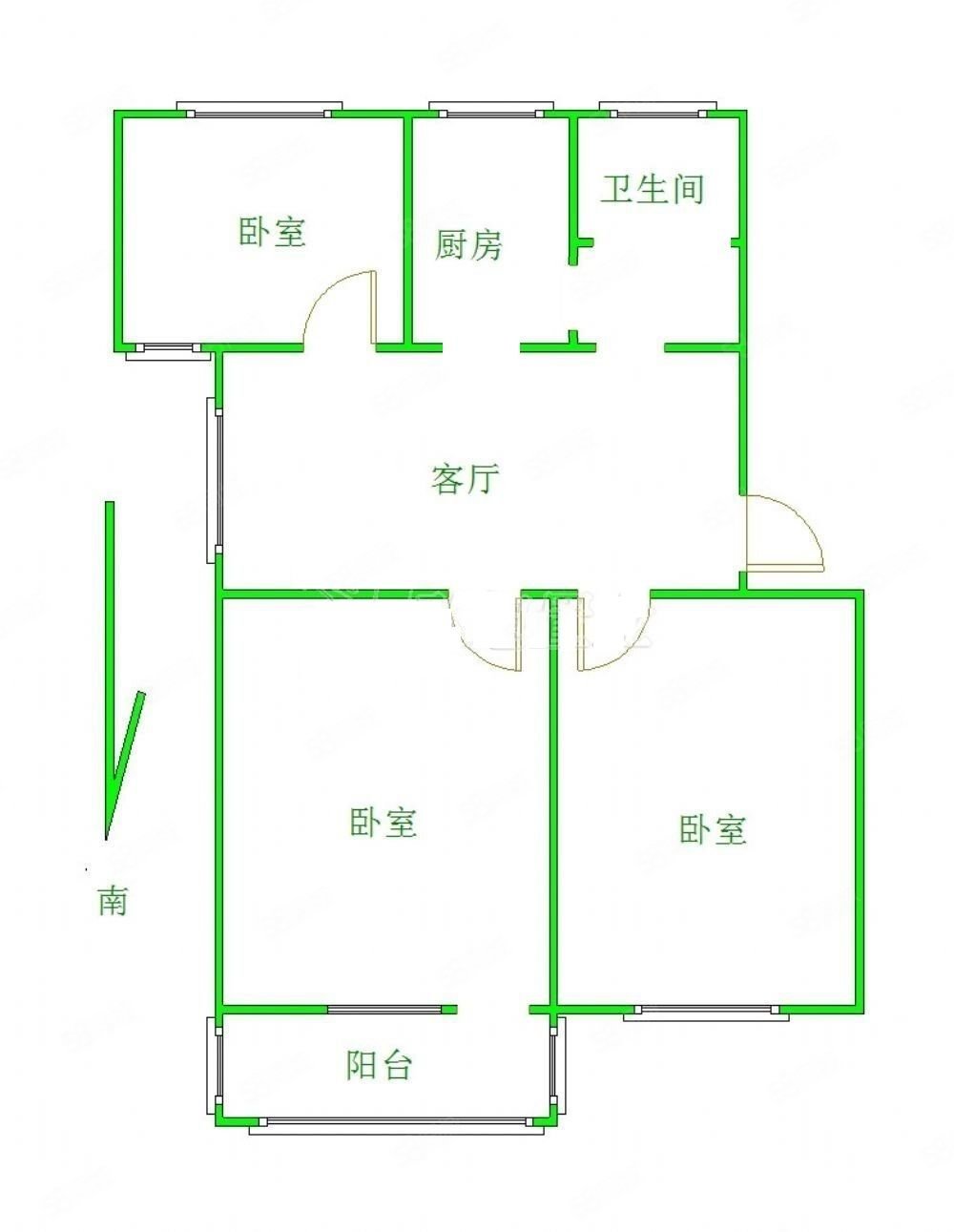 扬子十二村3室1厅1卫78㎡南北85万