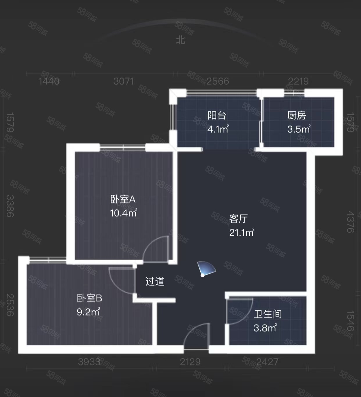 天伦佐治公馆2室1厅1卫72.18㎡北112万