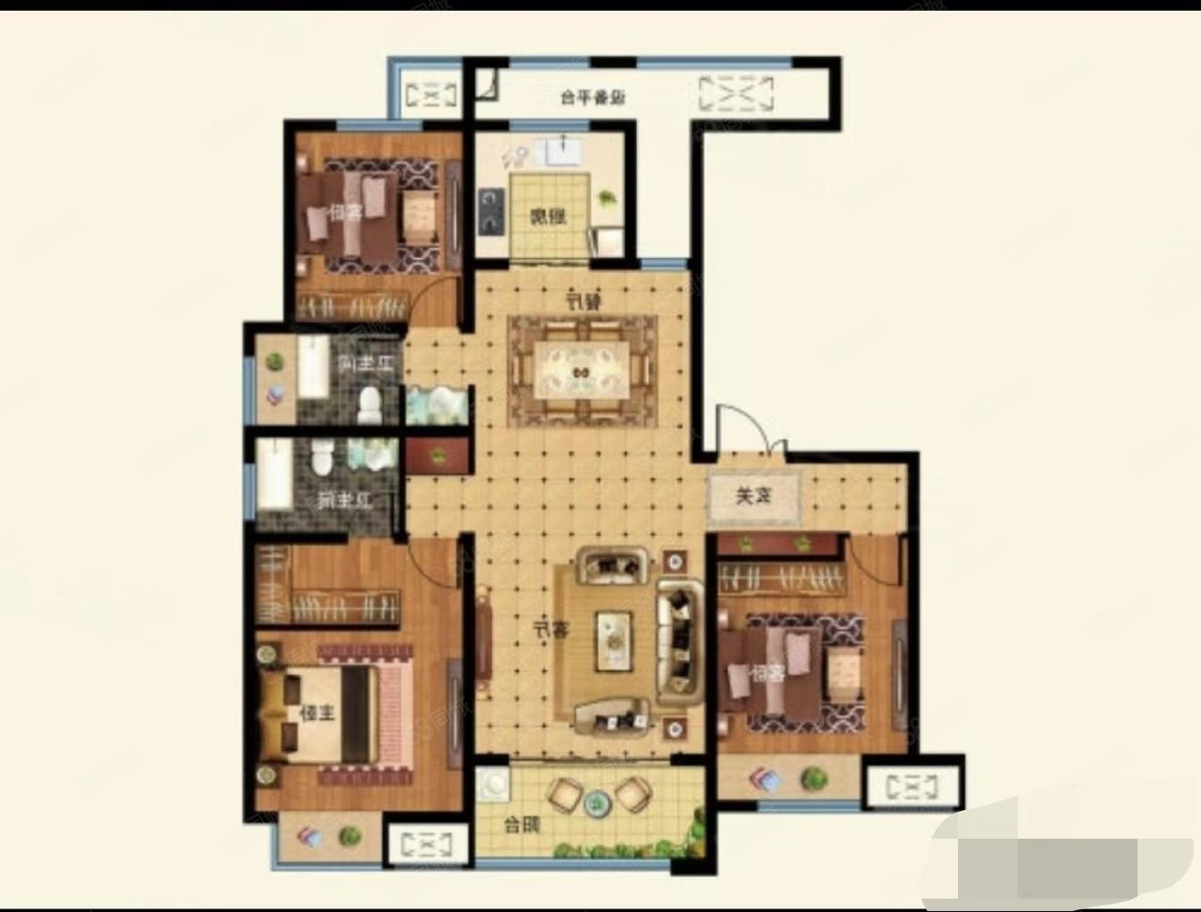 腾飞花园3室2厅2卫139㎡南北62万