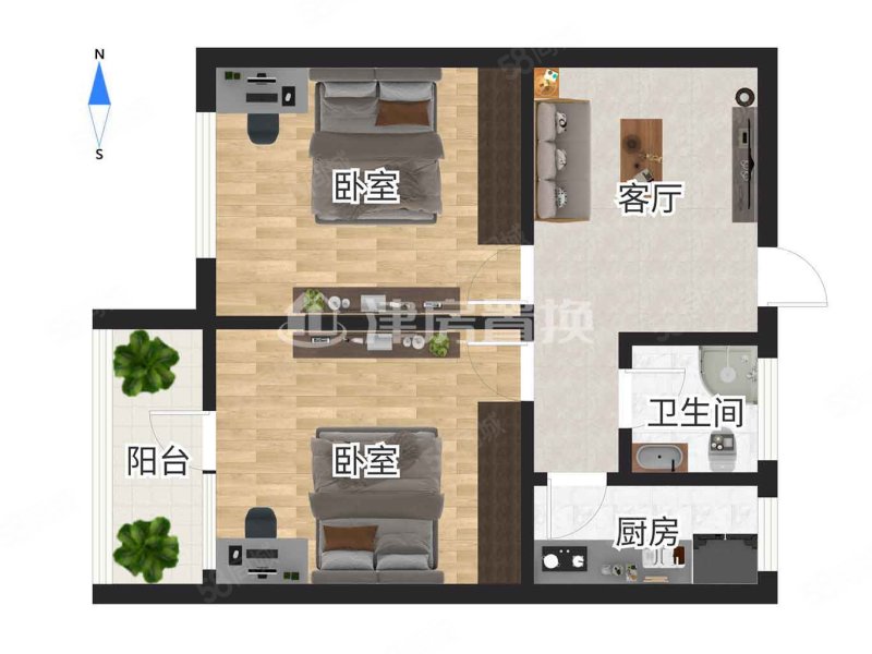 景兴西里2室1厅1卫54.1㎡西159万