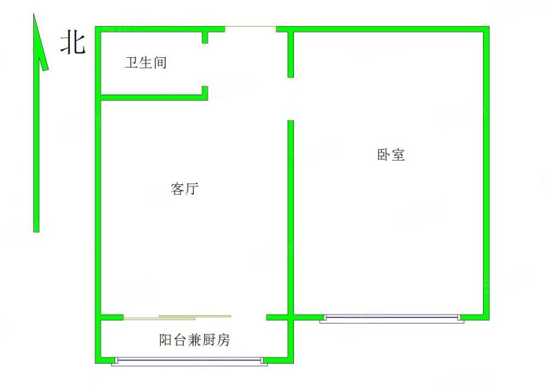 小察院1室1厅1卫37㎡南北57.8万