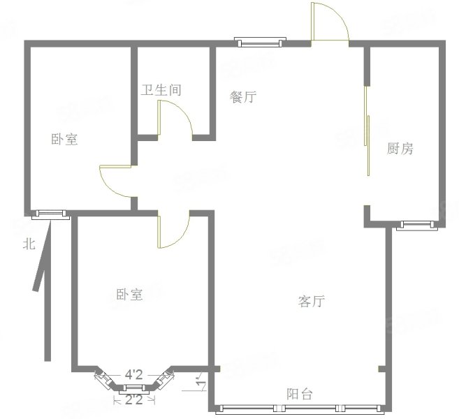 鲁商南池公馆2室2厅1卫98.4㎡南北78万