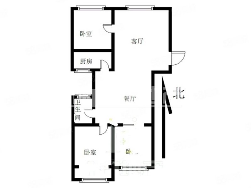 临河区团结小区2室1厅1卫58㎡南北32万