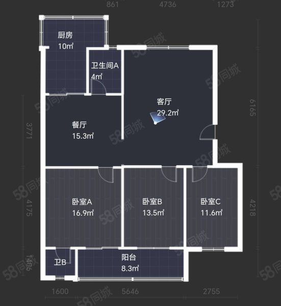 电力小区(长安)3室2厅2卫134.22㎡南北108万