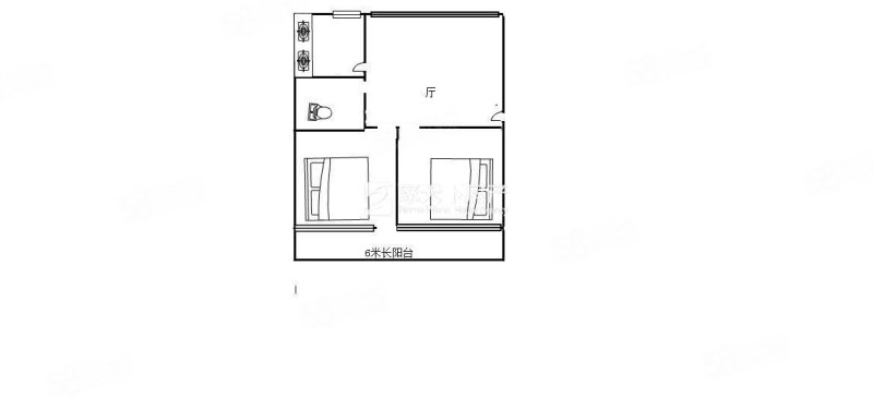 渔业公司单位宿舍2室2厅2卫62.86㎡南北146万