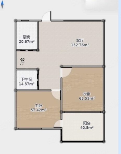 东江锦园2室2厅1卫77.6㎡南北168万