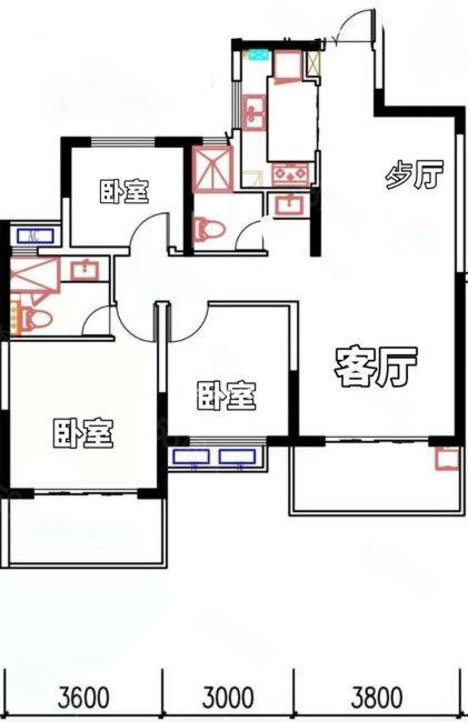 光明澜湾九里(三期)3室2厅2卫106.66㎡南北120万