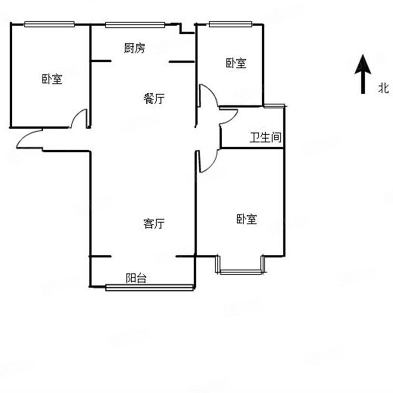 九州方圆国际3室2厅1卫129㎡南北88万