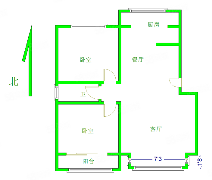 万峰名筑2室2厅1卫93㎡南北66万