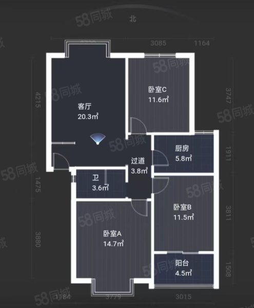 地王熙苑3室1厅1卫93.12㎡南北52.6万