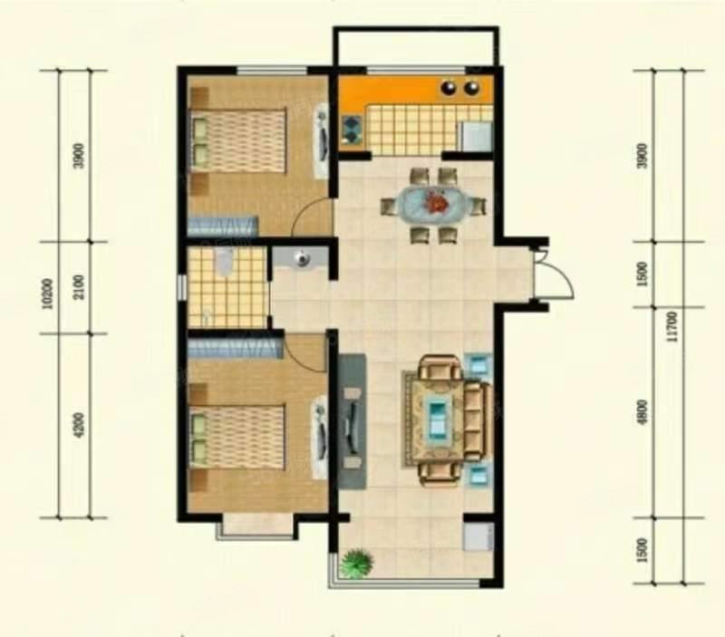 新美小区2室2厅1卫66㎡南北40万