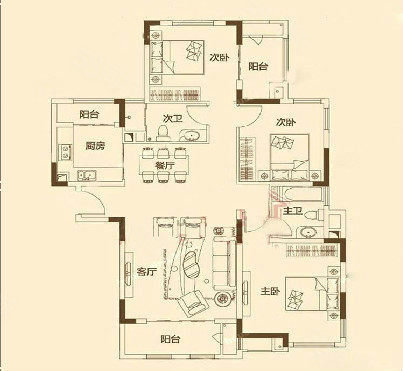 柏林爱乐住宅小区3室2厅2卫138㎡西北173万