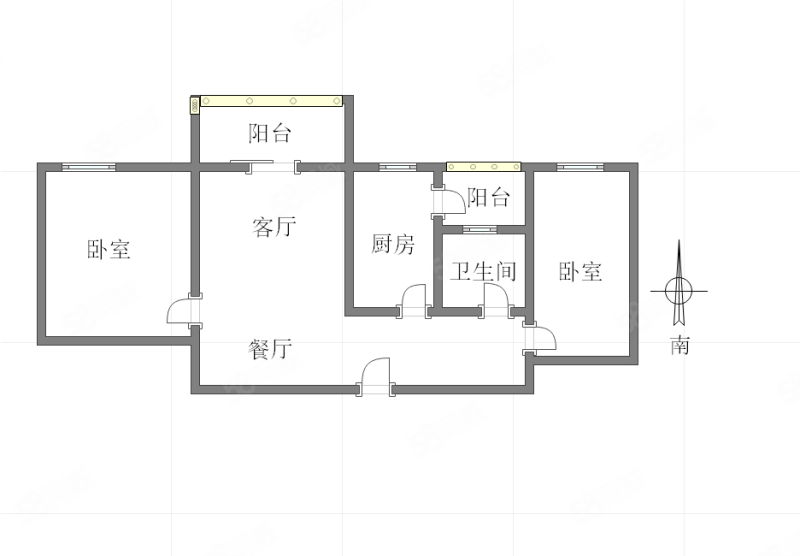 上海城2室2厅1卫61.43㎡南北86万