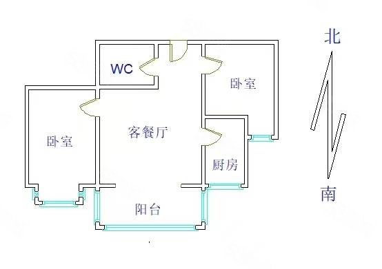 古街庭院小区2室2厅1卫100㎡南北64万