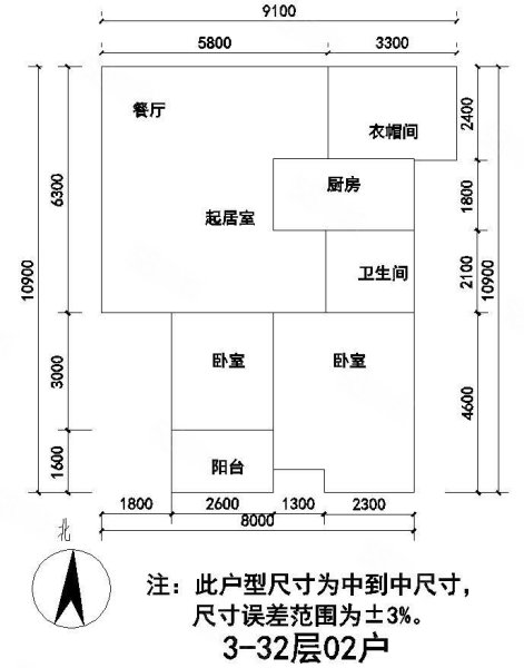 城投御澜湾3室2厅1卫102㎡南北81.6万