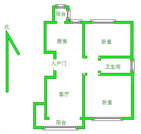 城建阳光美域2室2厅1卫100㎡南北135万