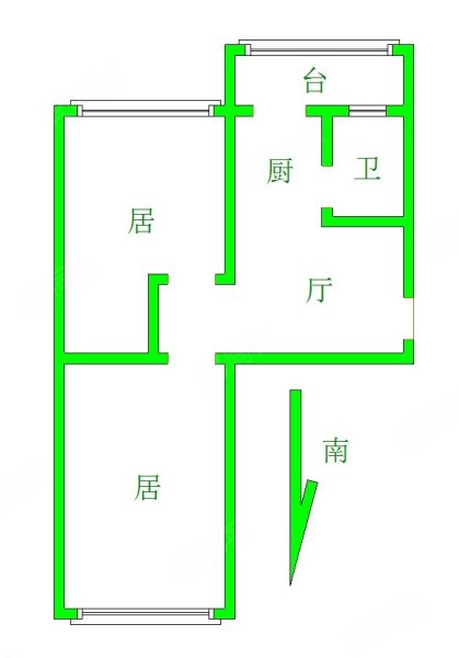 贤达里2室1厅1卫38.95㎡南北105万