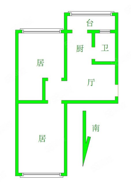 贤达里2室1厅1卫38.95㎡南北105万