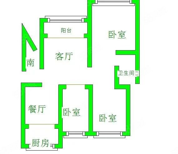 东湖方舟3室2厅1卫126.33㎡南北102万