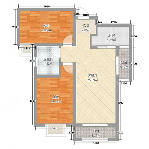 海山应置城2室2厅1卫89㎡南北45万