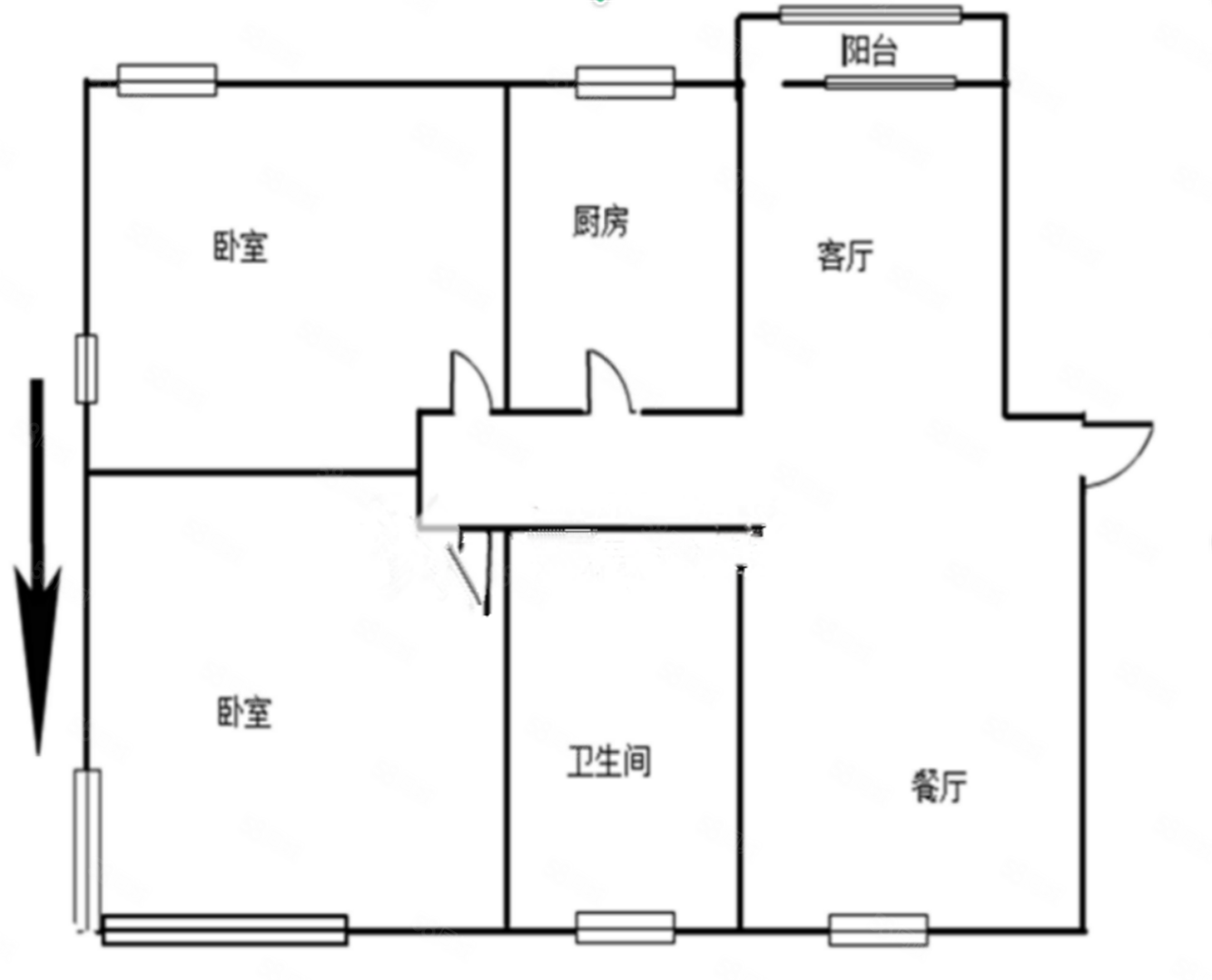 上谷郡2室2厅1卫79.41㎡南北55万