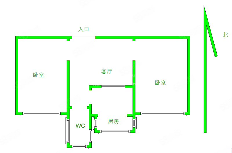 花园小区(一区)2室1厅1卫60.5㎡南北66万