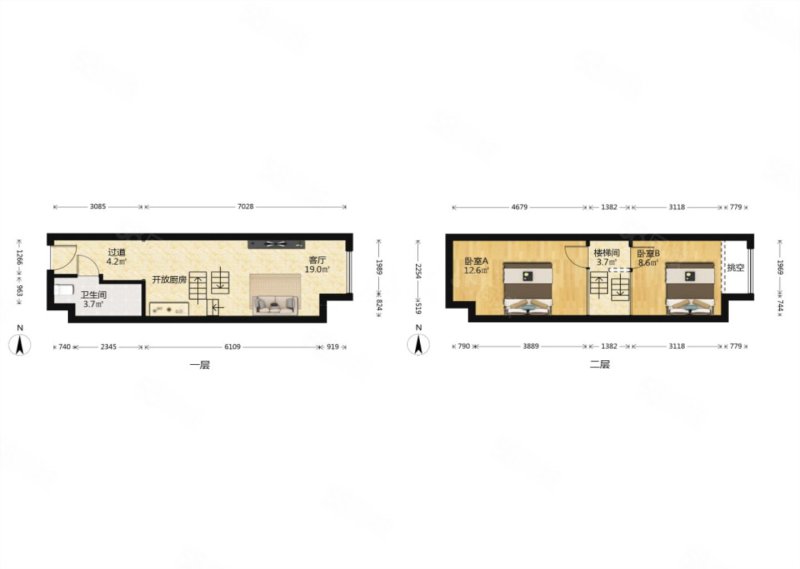 万达茂(商住楼)1室1厅1卫45㎡南46万