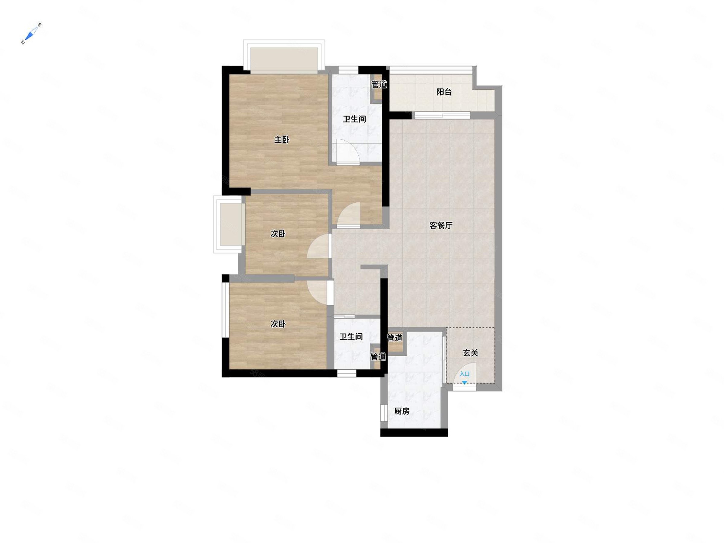 万科金域滨江(一期)3室2厅2卫106.13㎡南229.9万