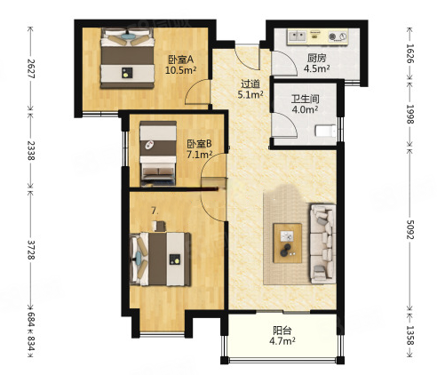 三环边地铁口温馨小三室纯朝南户型带车位带车位