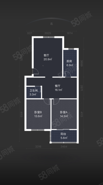 西仪1042室2厅1卫110㎡南北90万