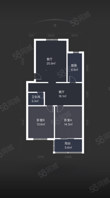 西仪1042室2厅1卫110㎡南北90万