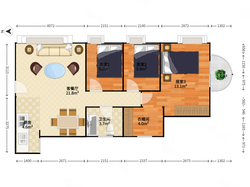 福泉花园3室2厅1卫80㎡东450万