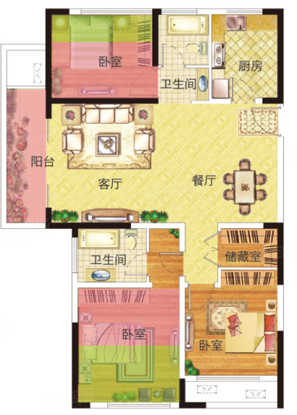 天玺华府3室2厅1卫105.4㎡南北85.8万