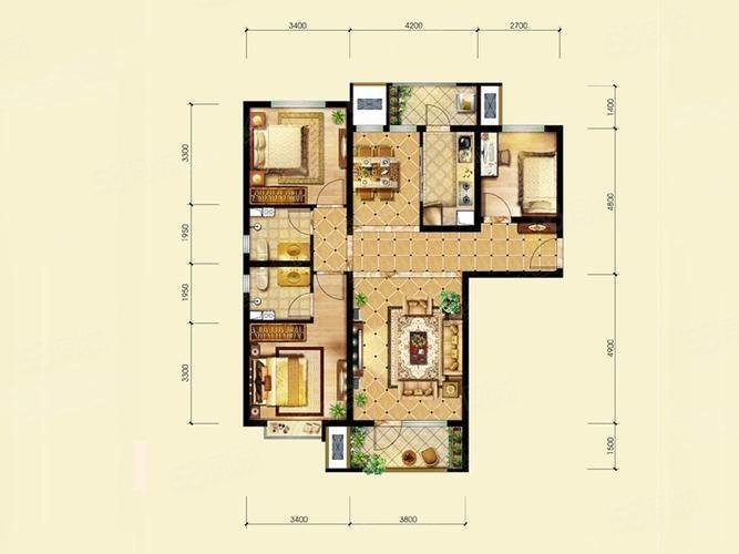 龙城华府3室2厅2卫130.88㎡南北195万