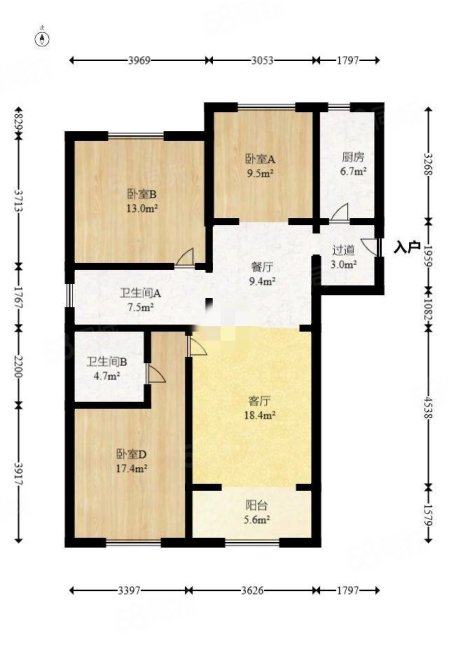 绿地新都会3室2厅2卫102.88㎡南北77.9万