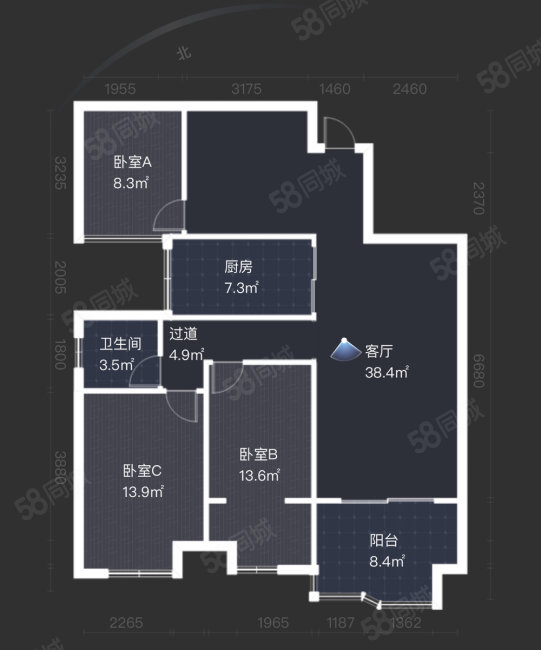 盛世华庭东区3室2厅2卫95.29㎡南106万