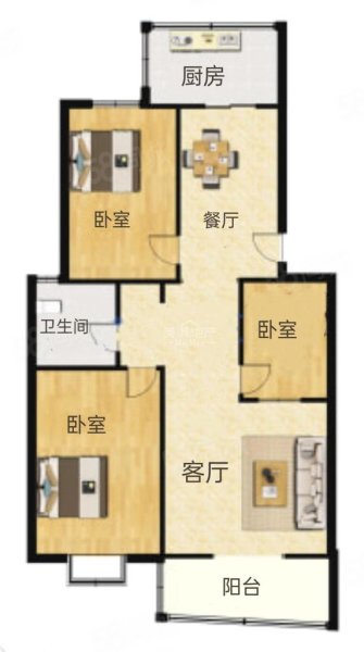 兰亭花园3室2厅1卫120㎡南北85.9万