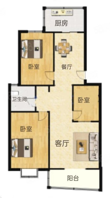 兰亭花园3室2厅1卫120㎡南北85.9万