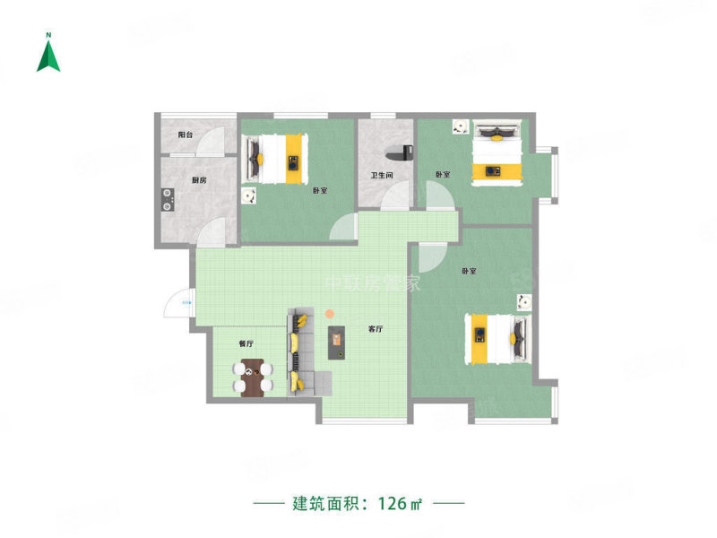 恒大绿洲(三期)3室2厅1卫109.84㎡南北79.8万