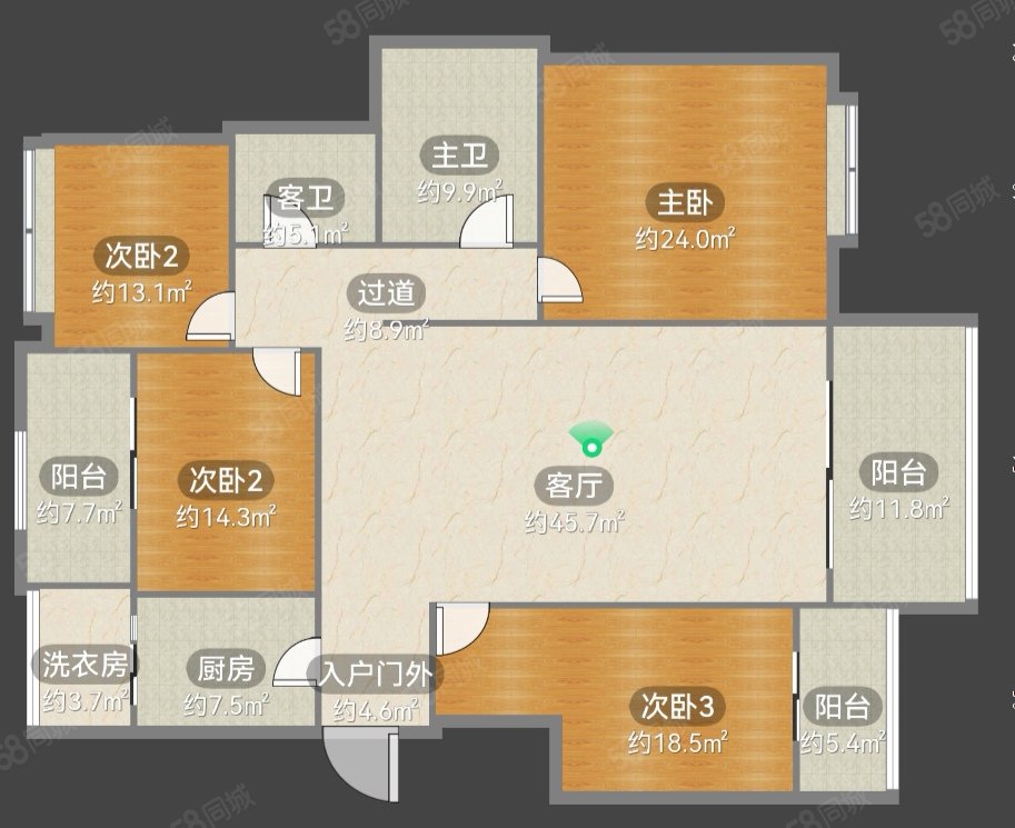 俊发城E区4室2厅2卫147.72㎡南135万