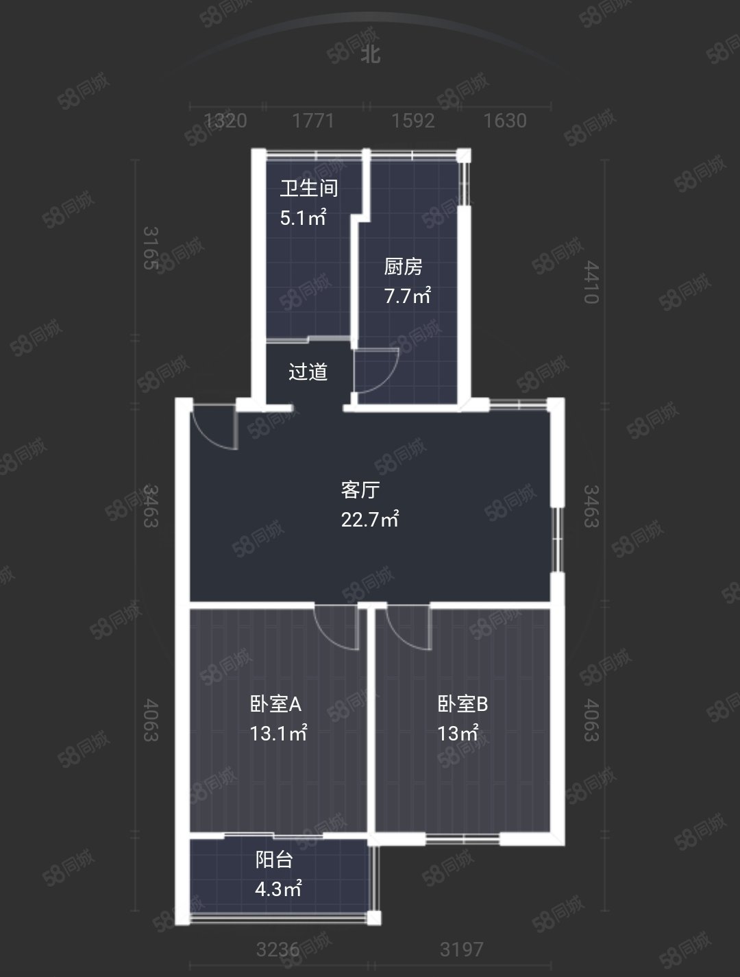 阳光上南怡园2室2厅1卫84.39㎡南北87万